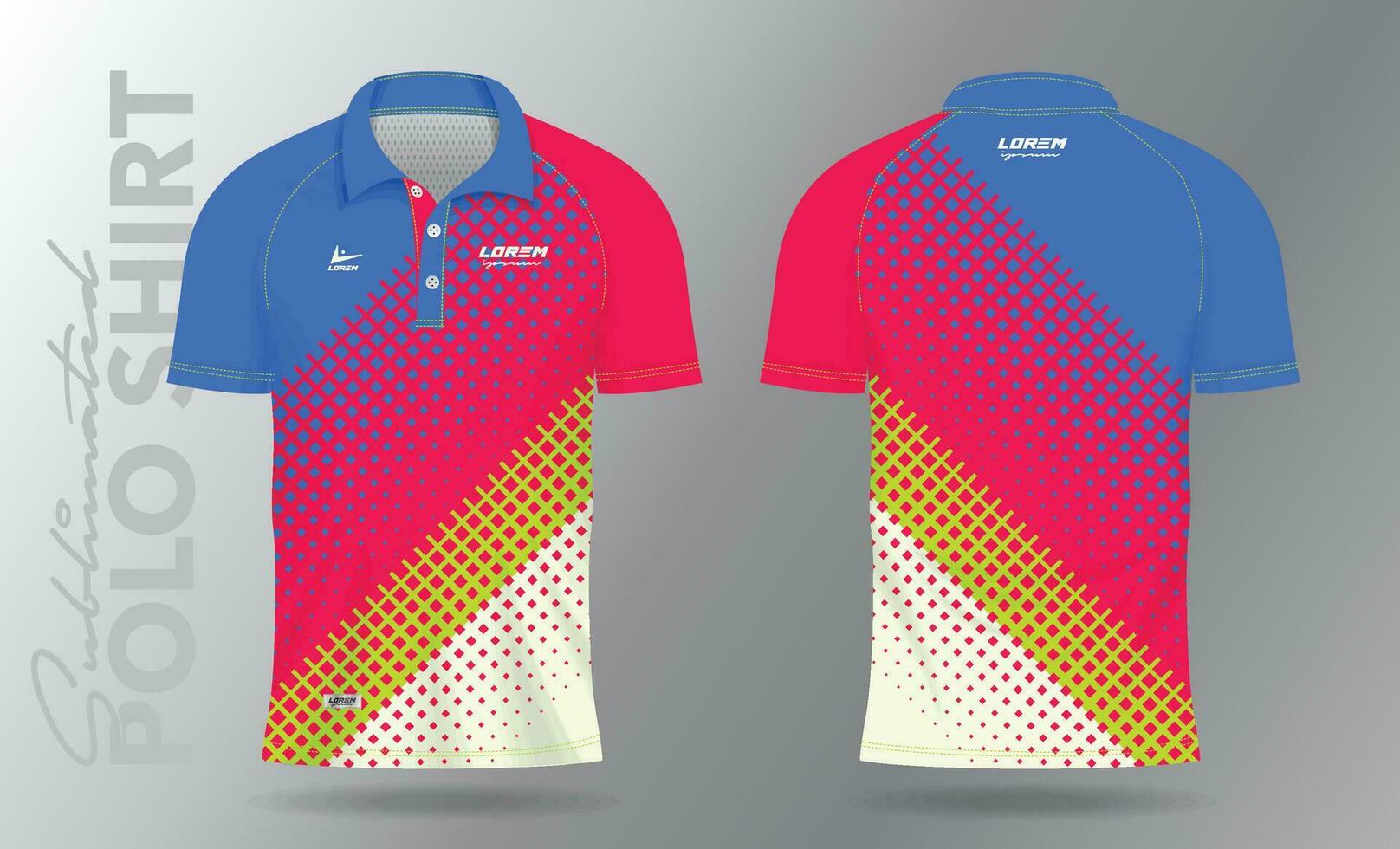 sublimación polo camisa Bosquejo modelo diseño para bádminton jersey, tenis, fútbol, fútbol americano o deporte uniforme vector