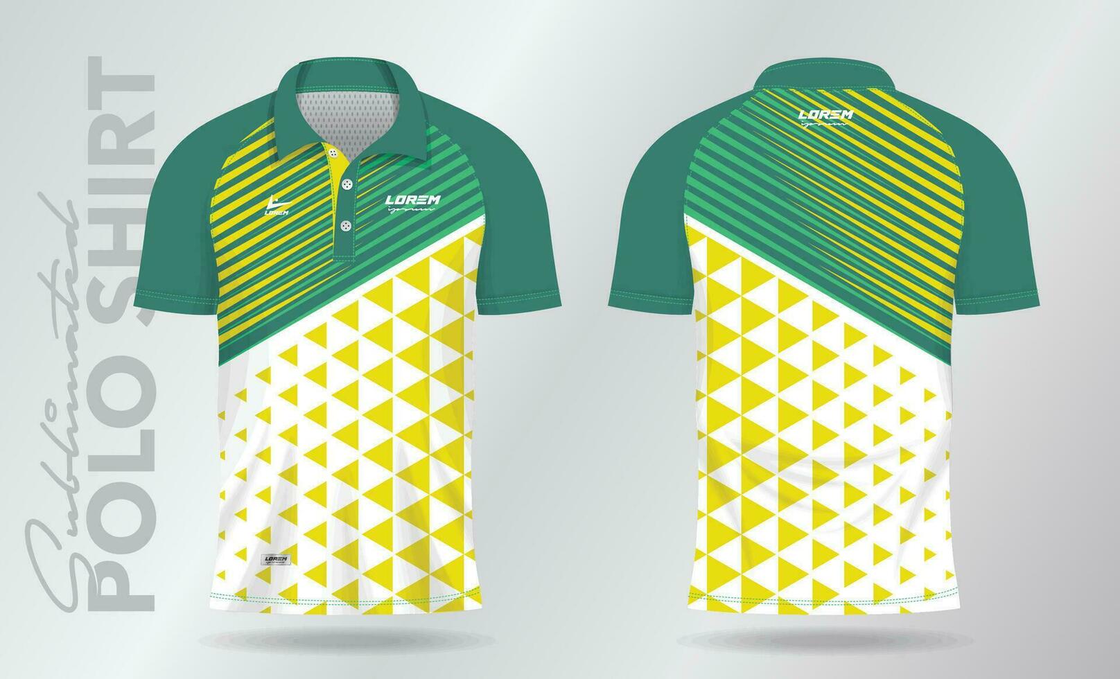 verde amarillo sublimación polo camisa Bosquejo modelo diseño para bádminton jersey, tenis, fútbol, fútbol americano o deporte uniforme vector