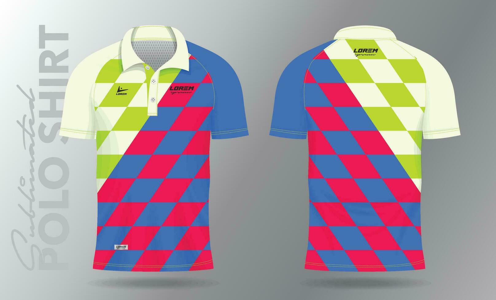 sublimación polo camisa Bosquejo modelo diseño para bádminton jersey, tenis, fútbol, fútbol americano o deporte uniforme vector
