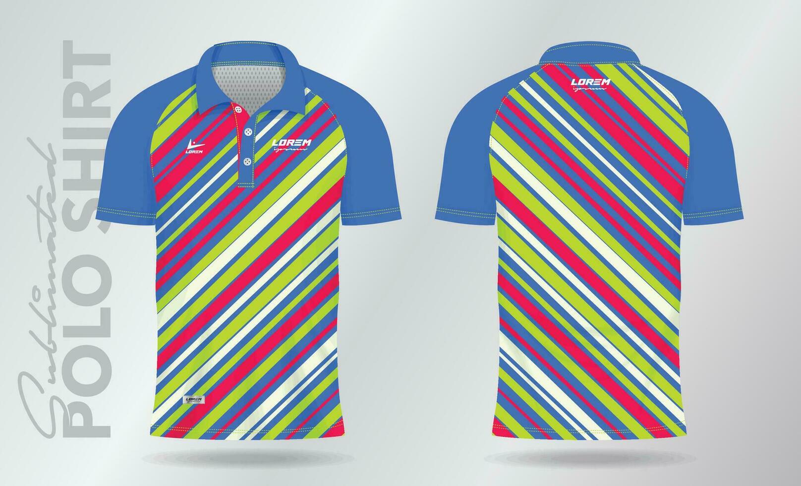 Sublimation Polo Shirt mockup template design for badminton jersey, tennis, soccer, football or sport uniform vector