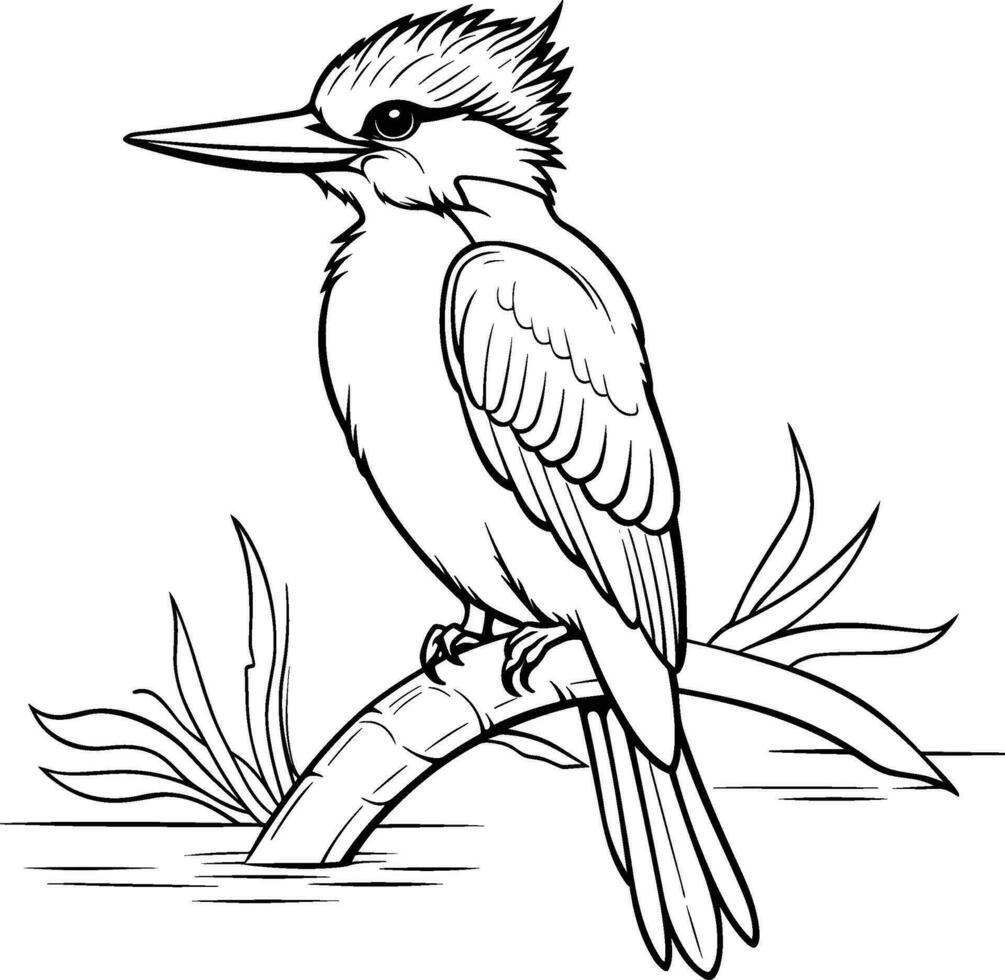 Hand drawn outline of a kingfisher vector