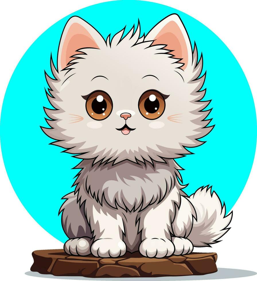 Little cute cat cartoon character vector