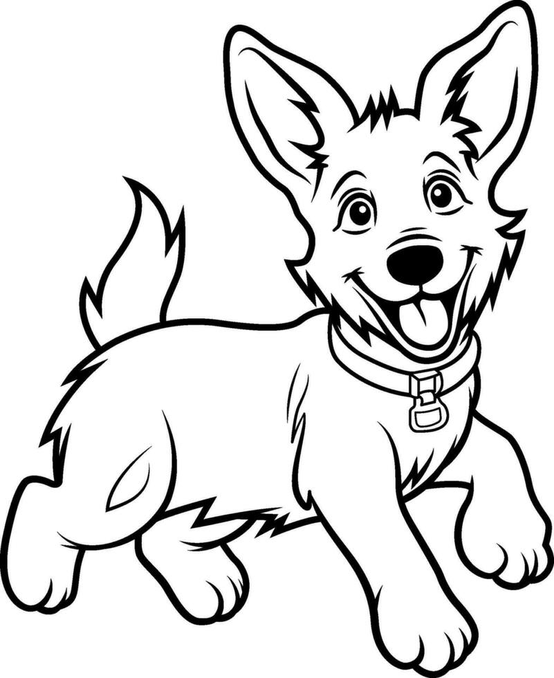 A black and white drawing of German Shepard vector