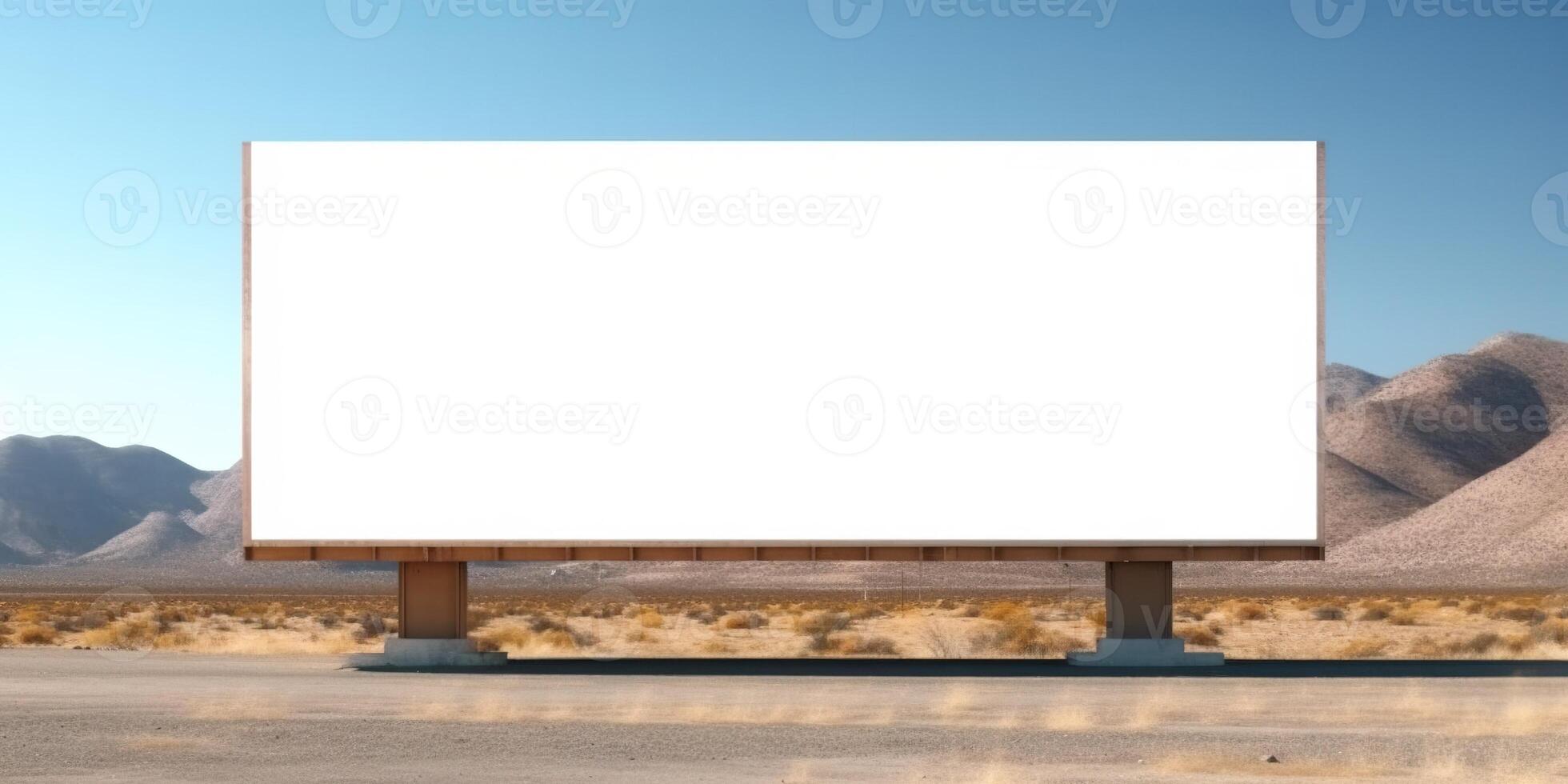 Generative AI, Realistic street big billboard mock up blank for presentation advertising. Outdoor sign blank in the futuristic city, business concept. photo