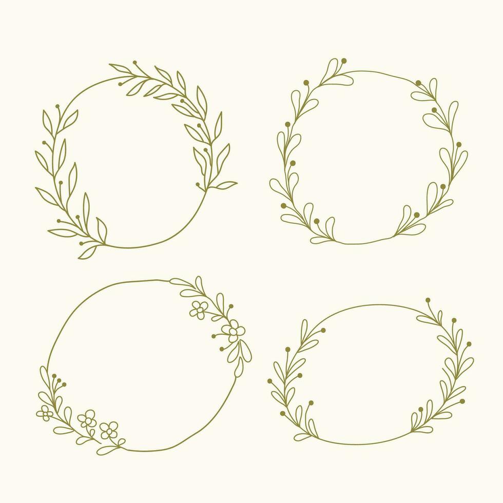 Hand drawn floral wreath, leaves for wedding vector