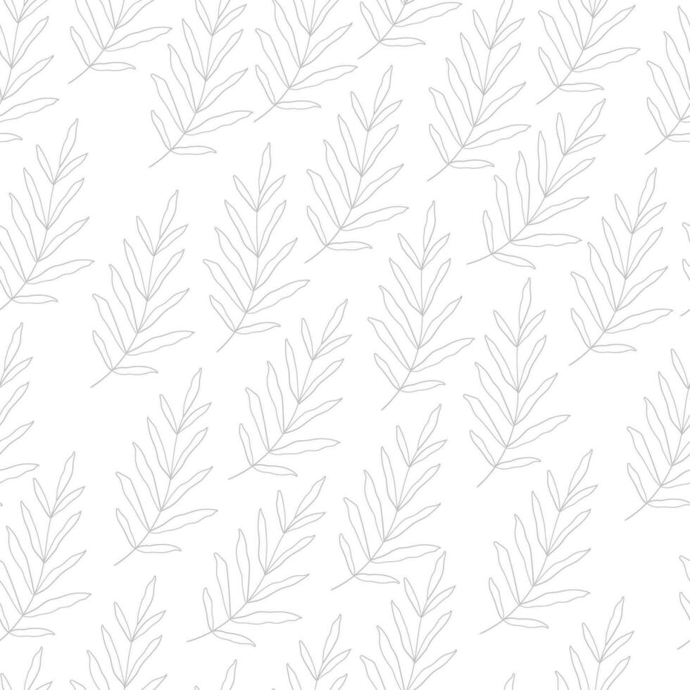 seamless line leaf pattern on background vector
