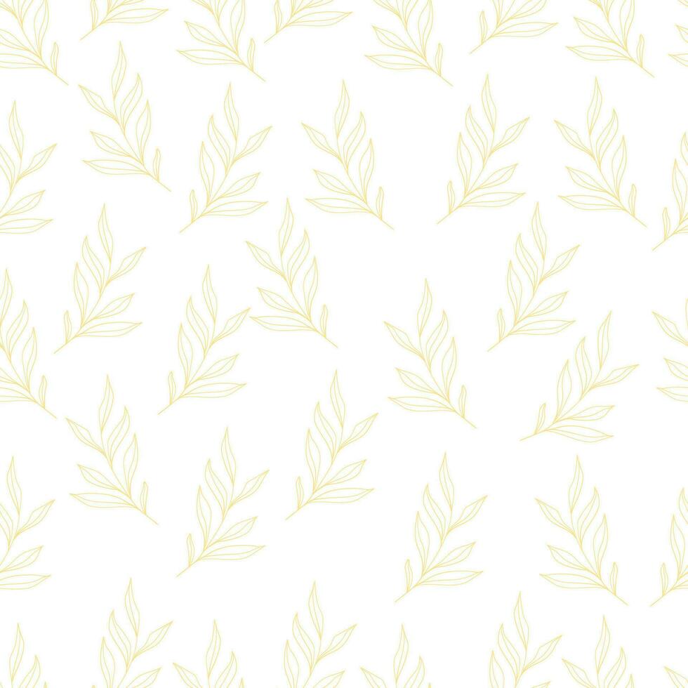seamless leaf line pattern on wallpaper background vector