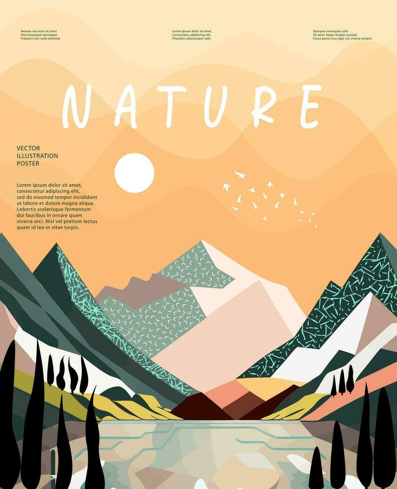 Nature and landscape, contemporary artistic poster. vector