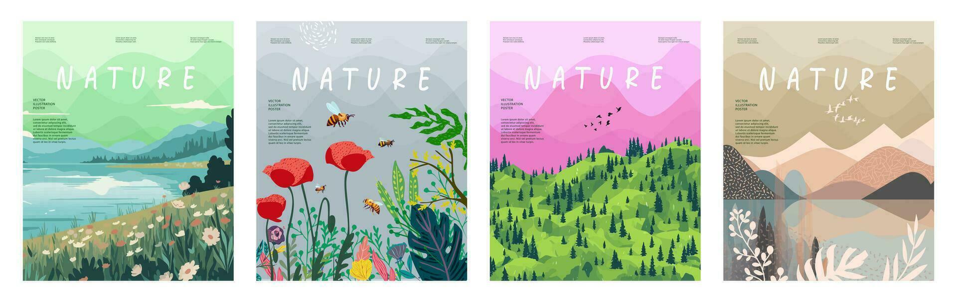 naturaleza y paisaje, contemporáneo artístico póster. vector