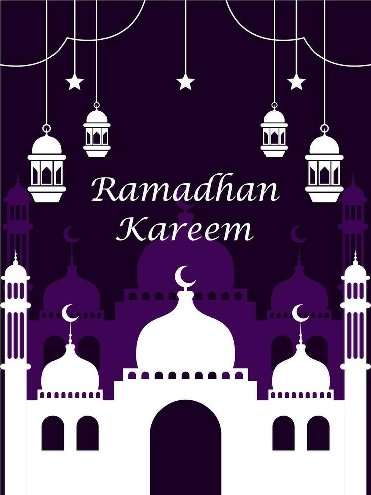 ramadhan kareem with lantern template design vector