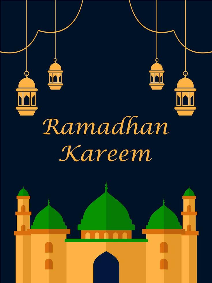 mosque with lantern simple vector background