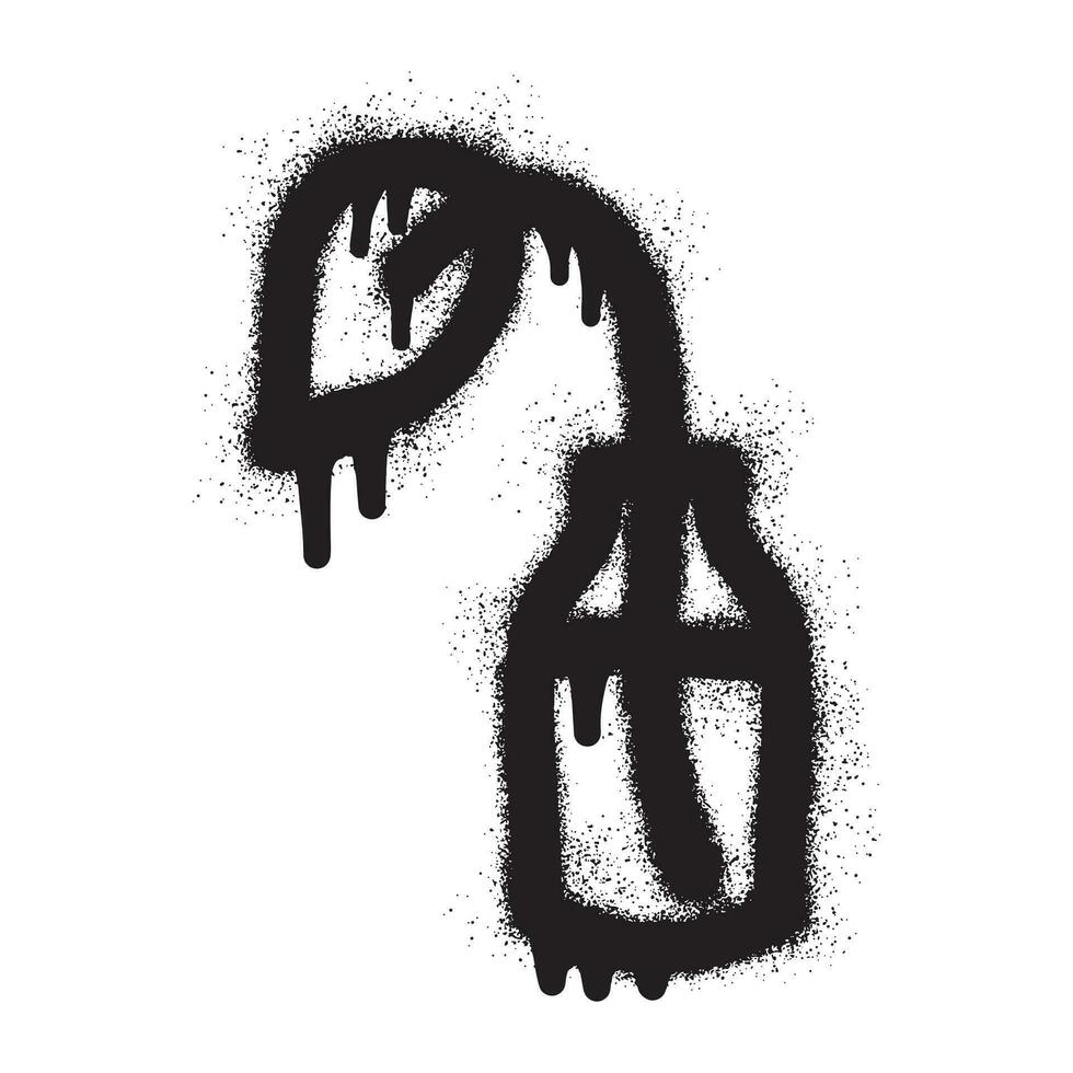 Flower vase icon graffiti with black spray paint vector