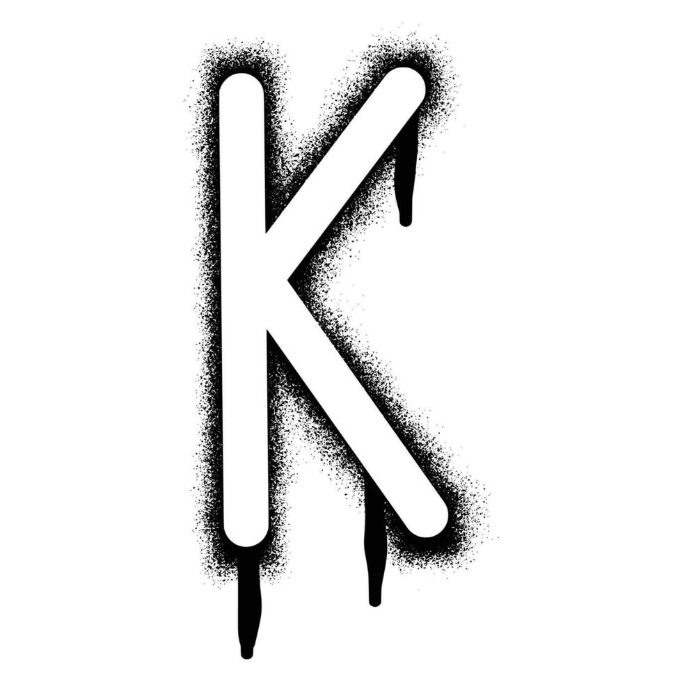 Alphabet letter K stencil graffiti with black spray paint vector