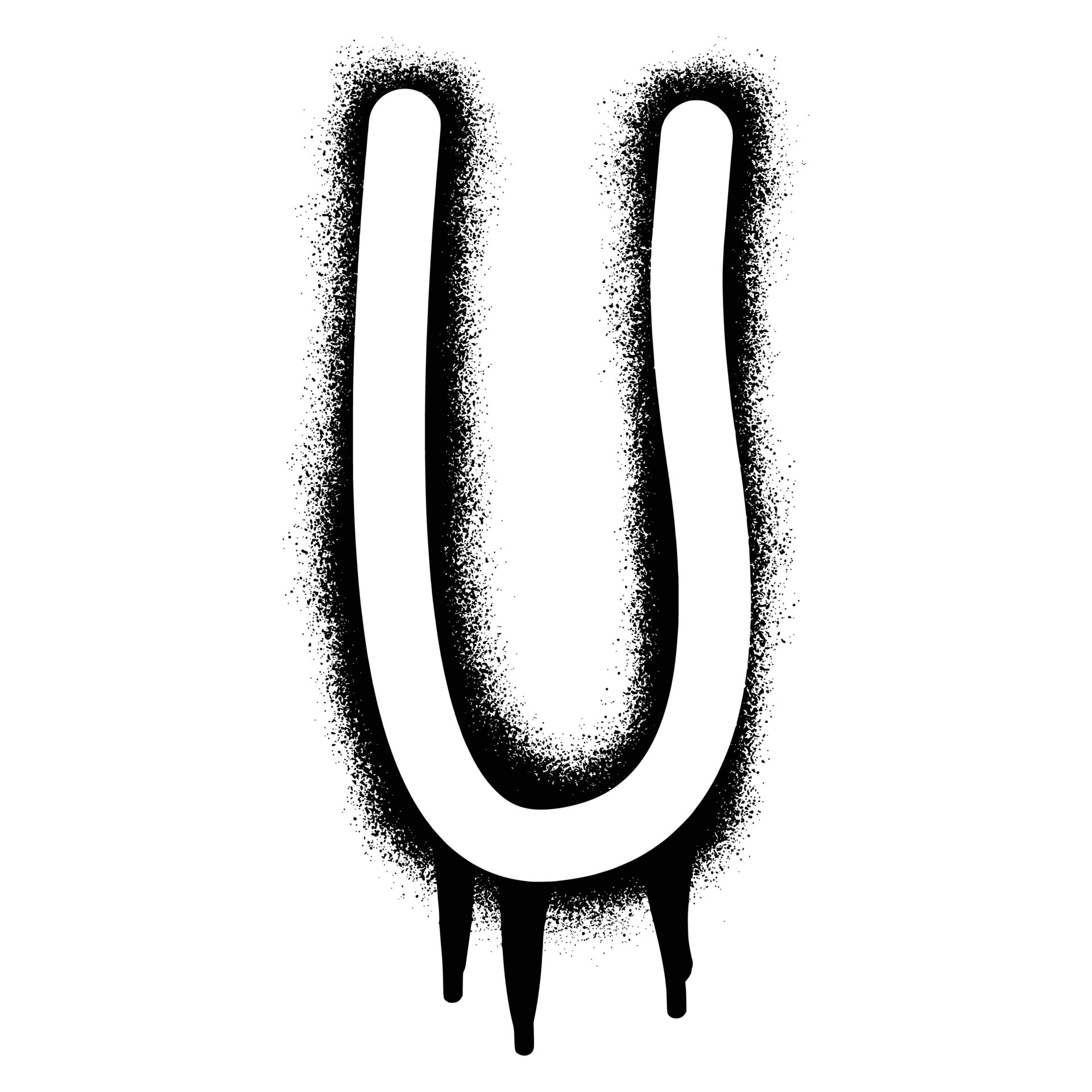 Alphabet letter U stencil graffiti with black spray paint 26762199