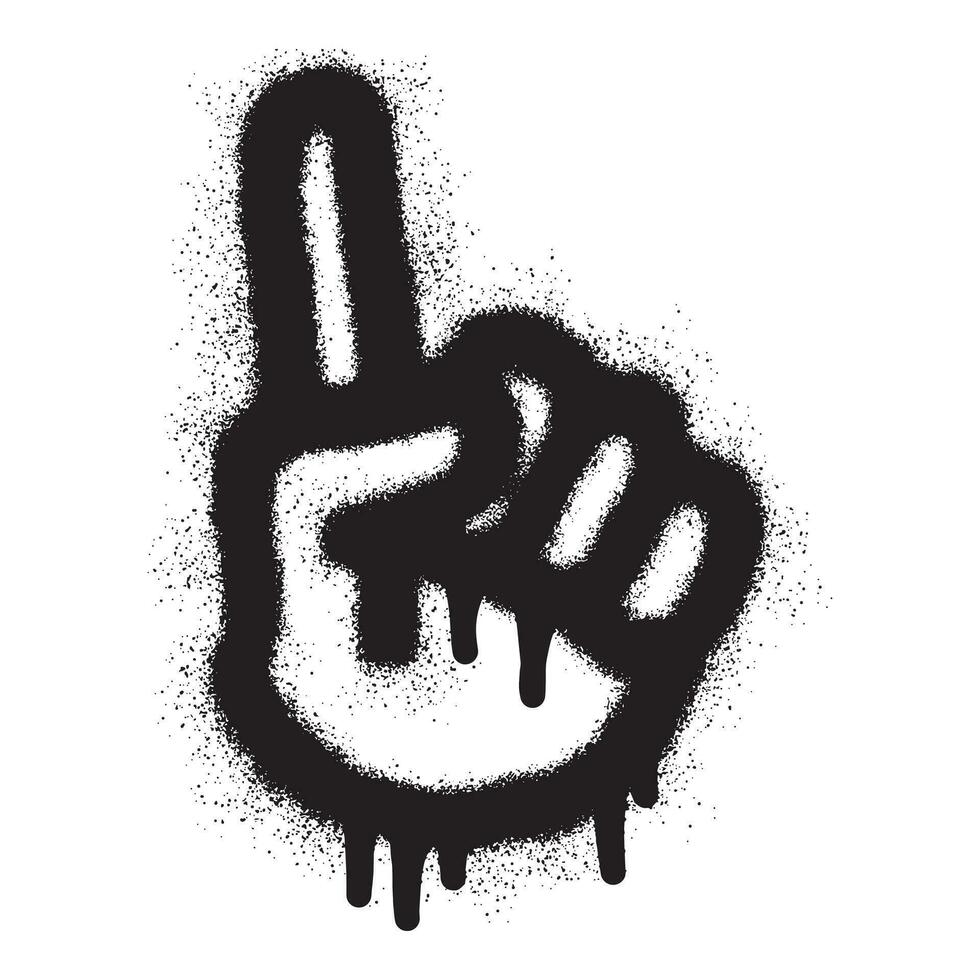 Hand finger pointing icon graffiti with black spray paint vector