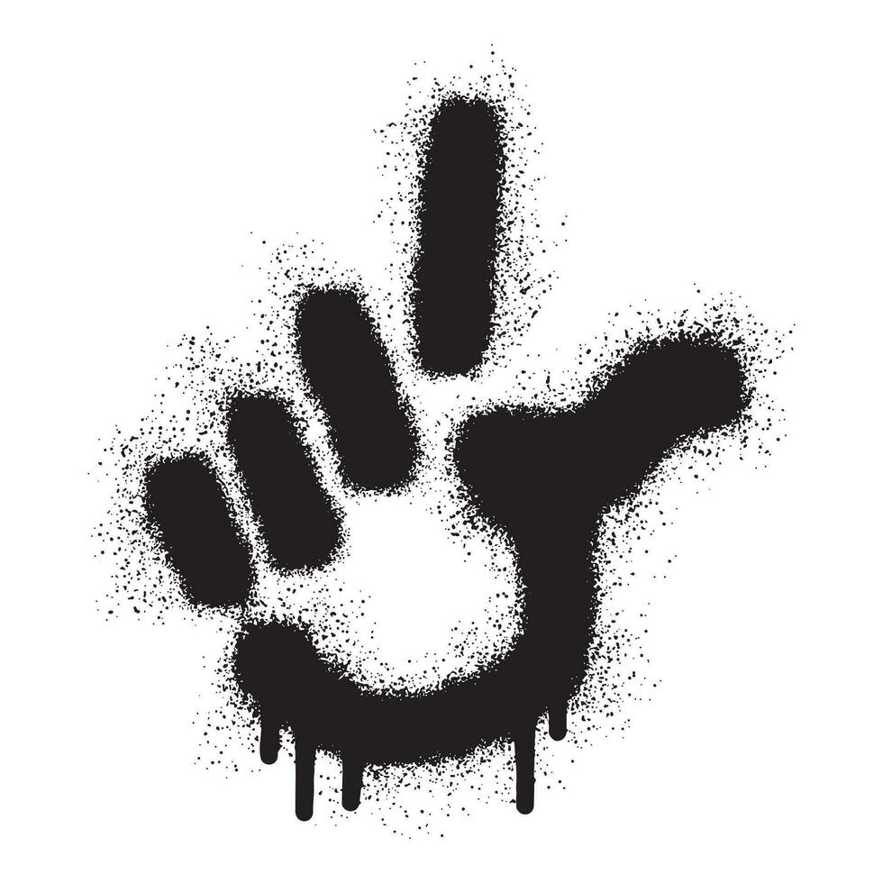 Hand finger pointing icon stencil graffiti with black spray paint vector