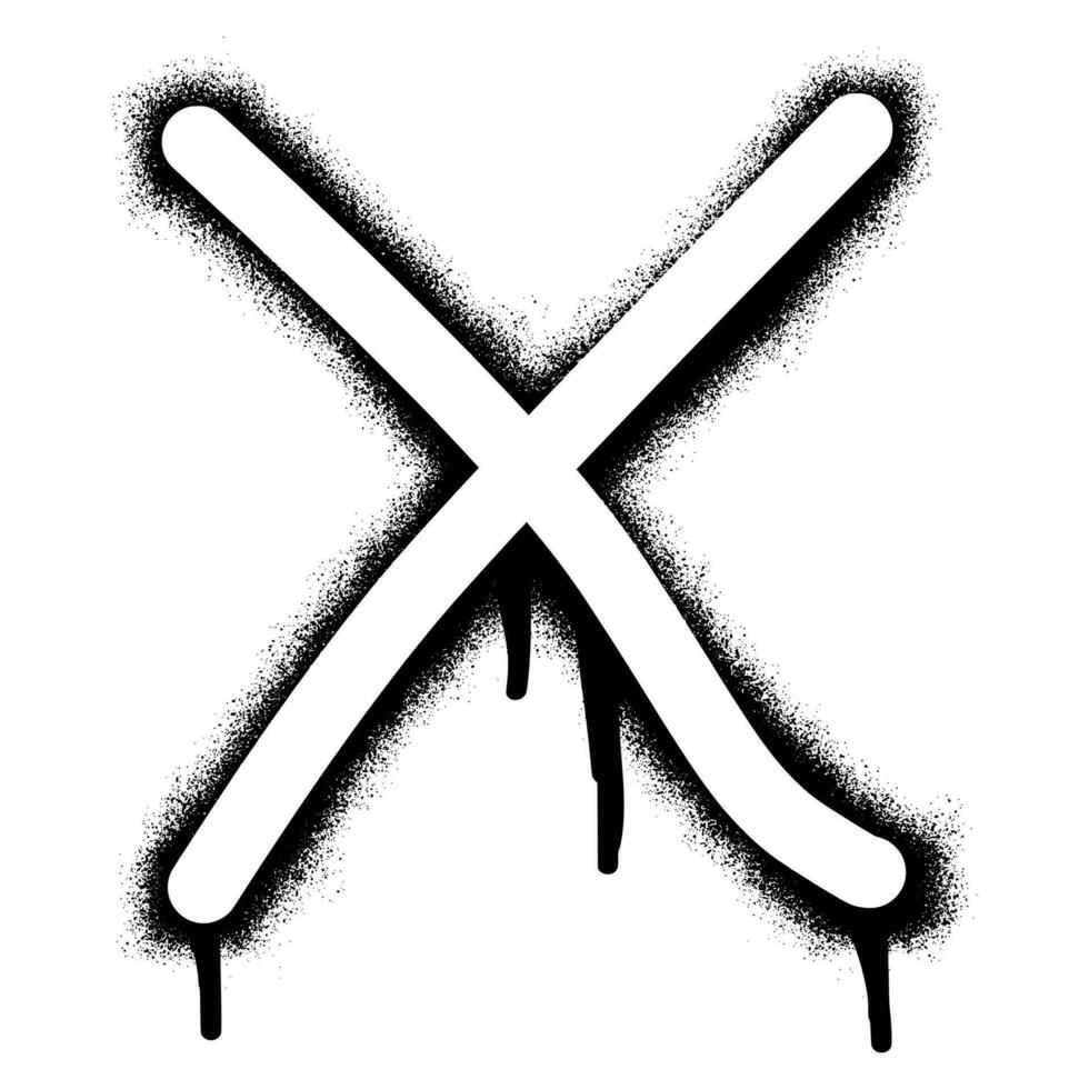 Alphabet letter X stencil graffiti with black spray paint vector