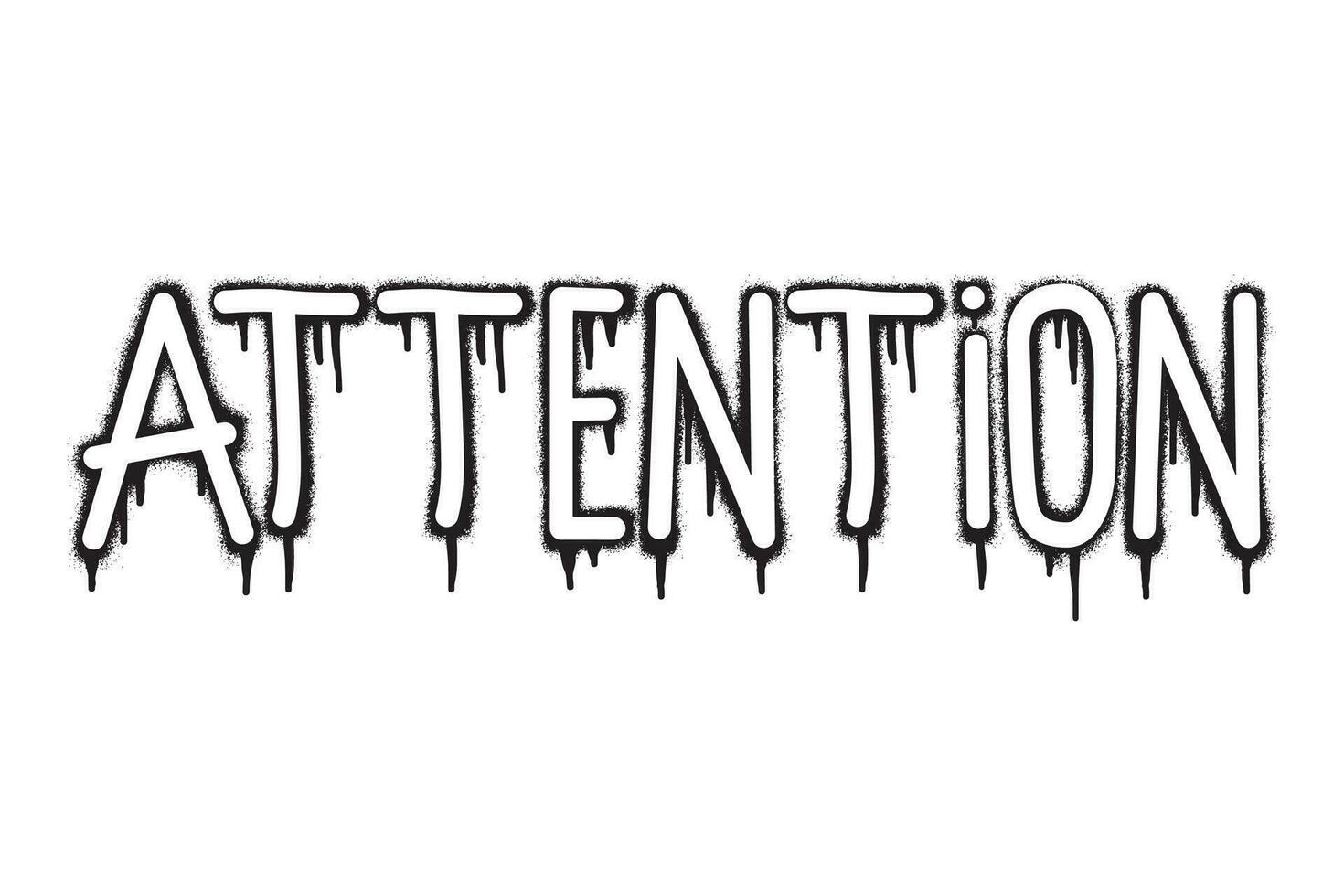 Attention text stencil graffiti with spray paint art vector
