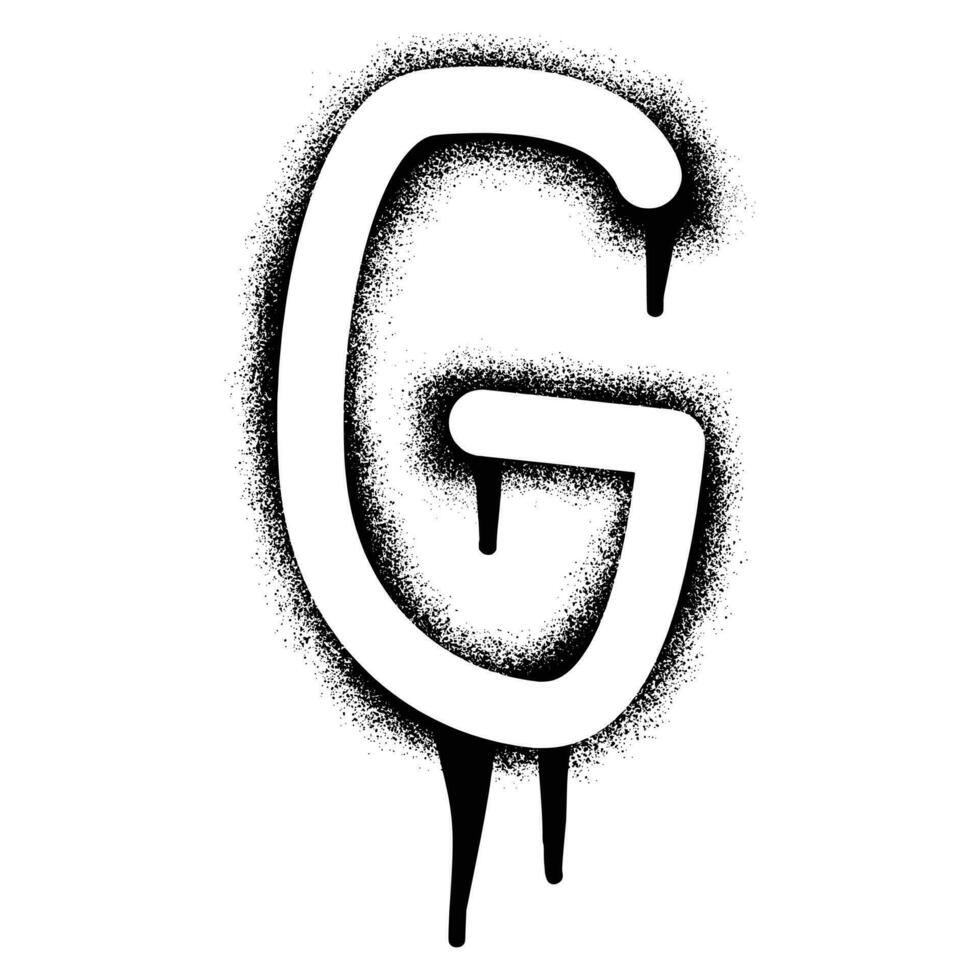 Alphabet letter G stencil graffiti with black spray paint 26762224