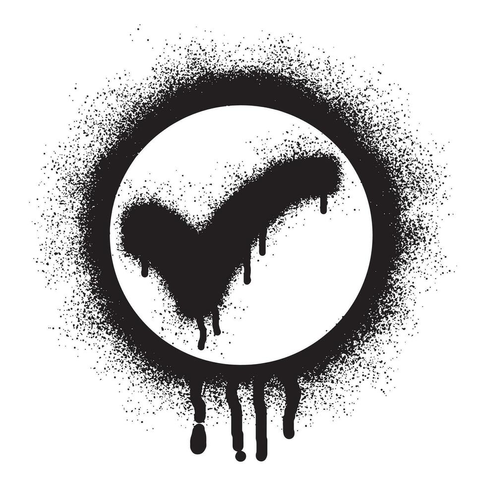 Check mark icon graffiti with black spray paint vector