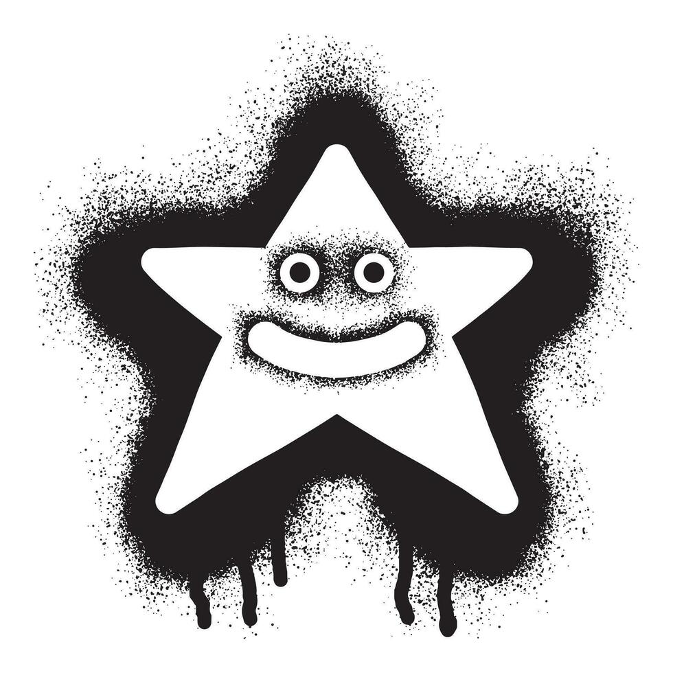 estrella emoticon pintada con negro rociar pintar vector