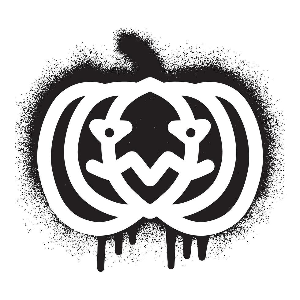 Halloween pumpkin head graffiti with black spray paint vector