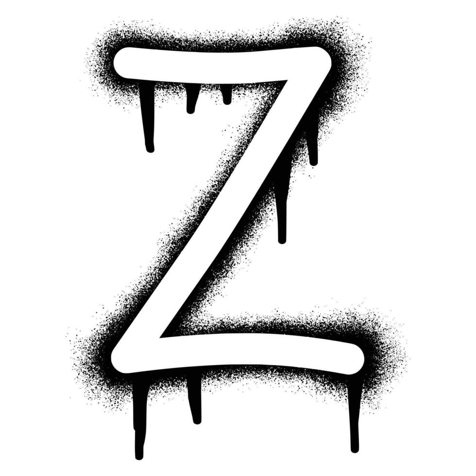 Alphabet letter Z stencil graffiti with black spray paint vector