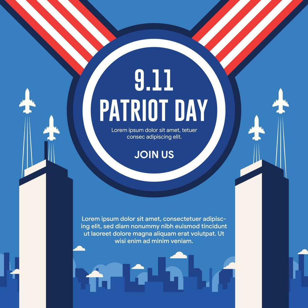 9 11 patriot day flat background template vector