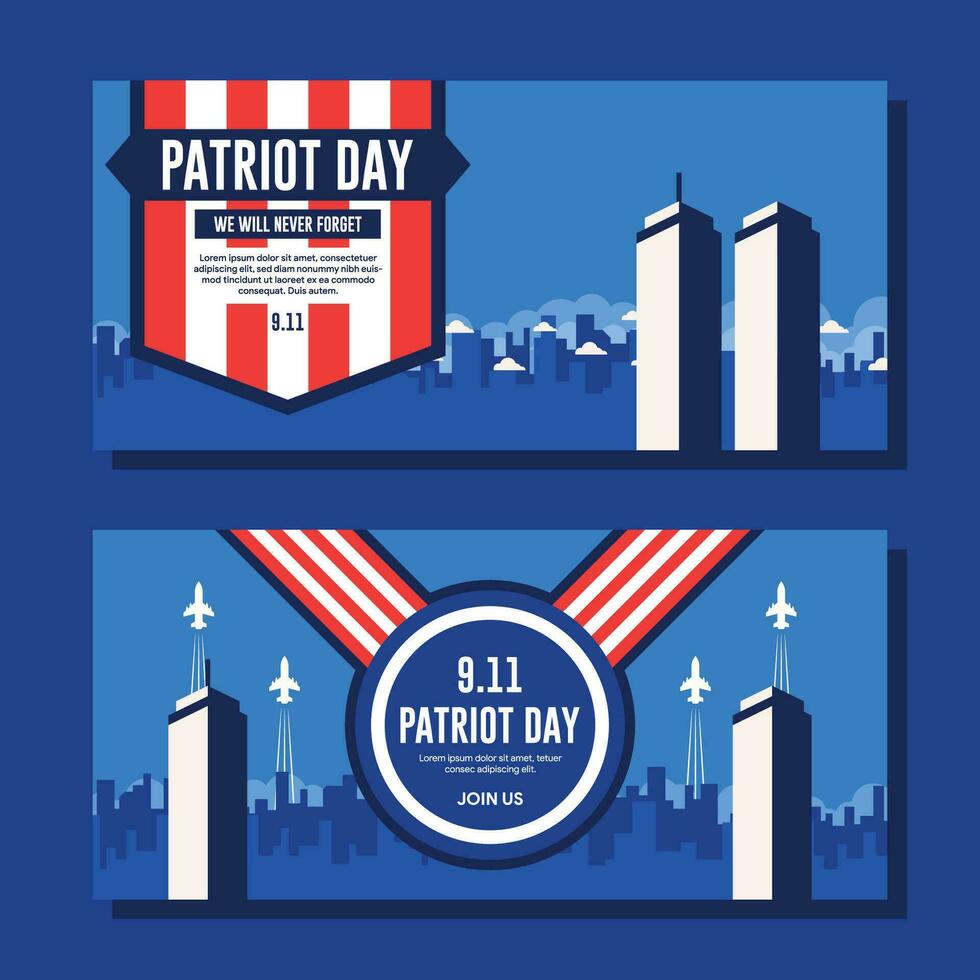 9 11 patriot day flat background template vector