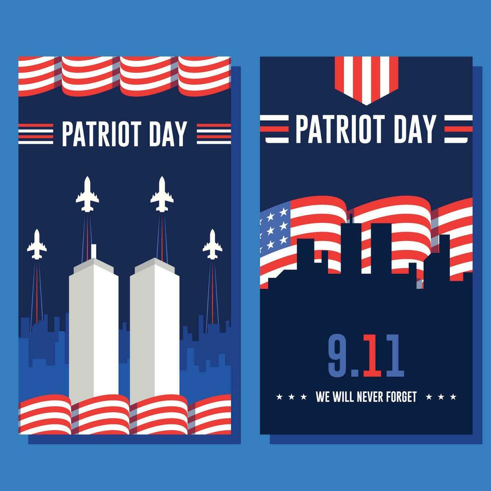 9 11 patriot day flat background template vector