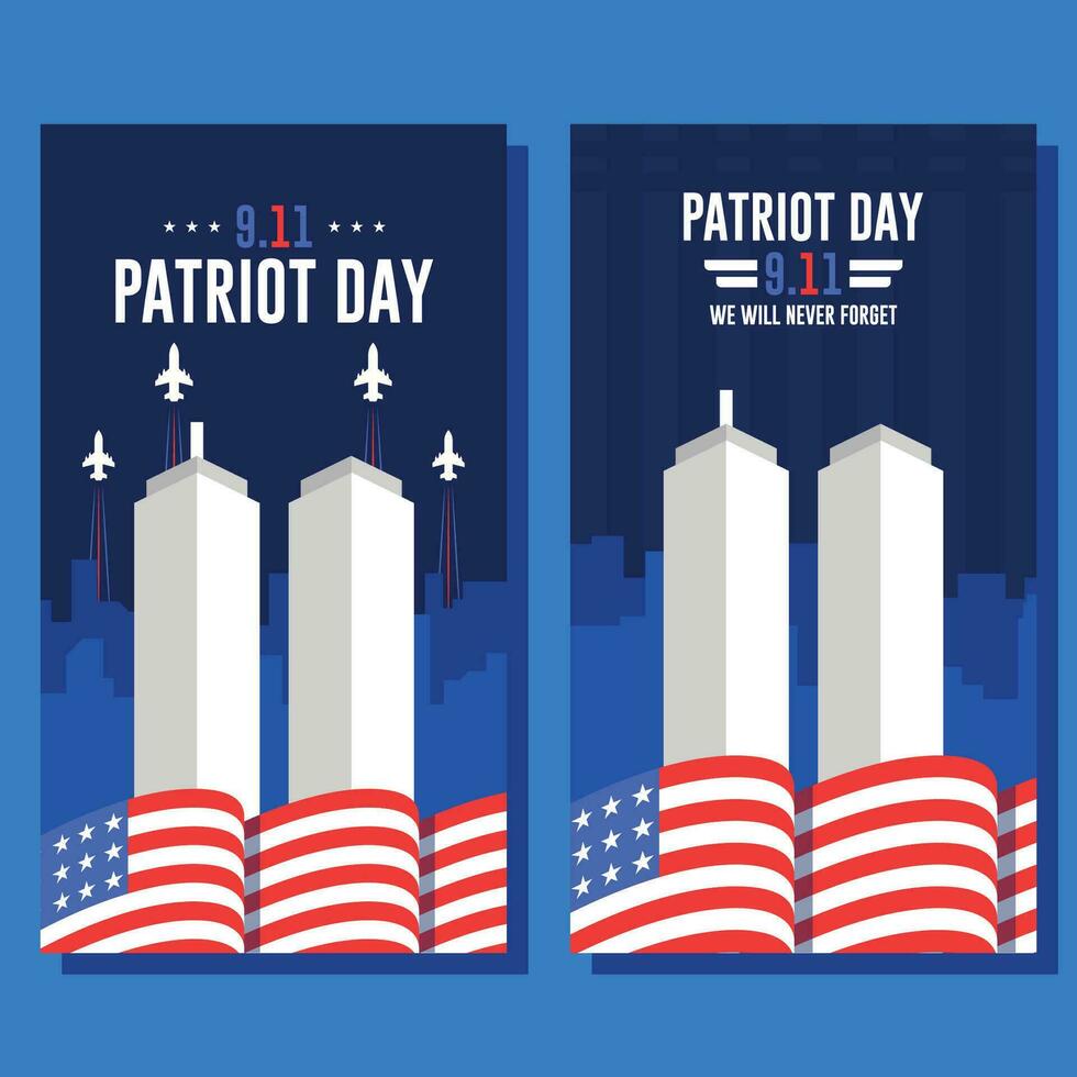 9 11 patriot day flat background template vector