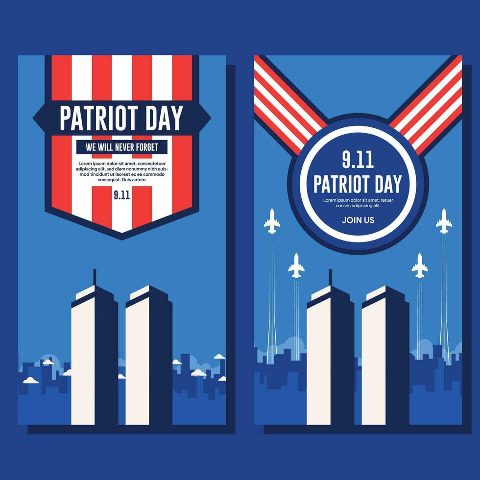 9 11 patriot day flat background template vector