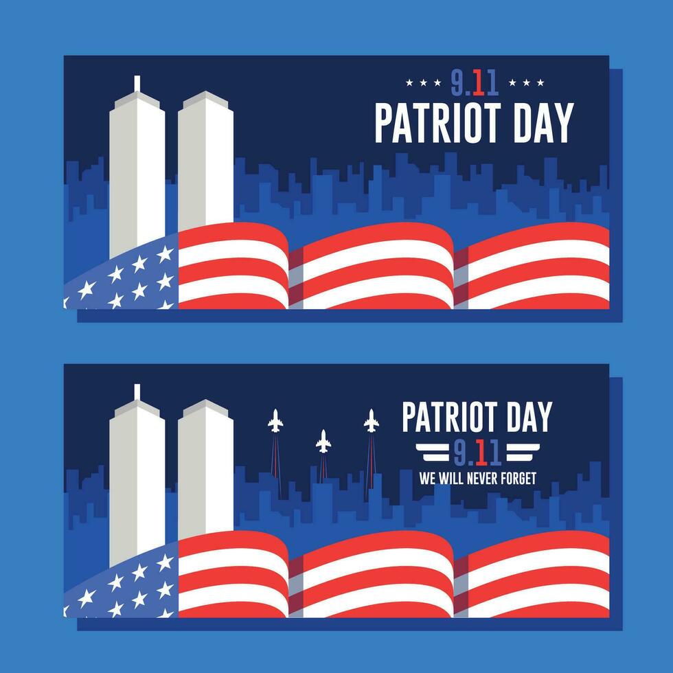 9 11 patriot day flat background template vector