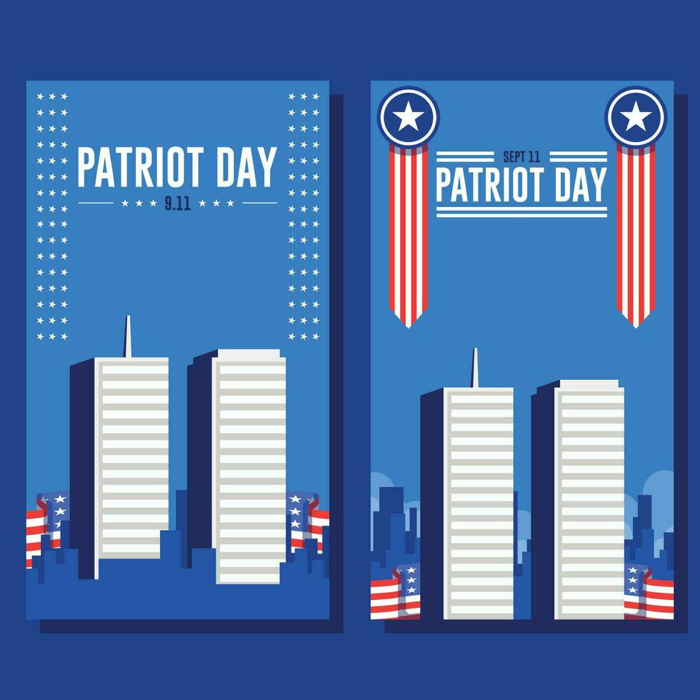 9 11 patriot day flat vertical banner background template vector