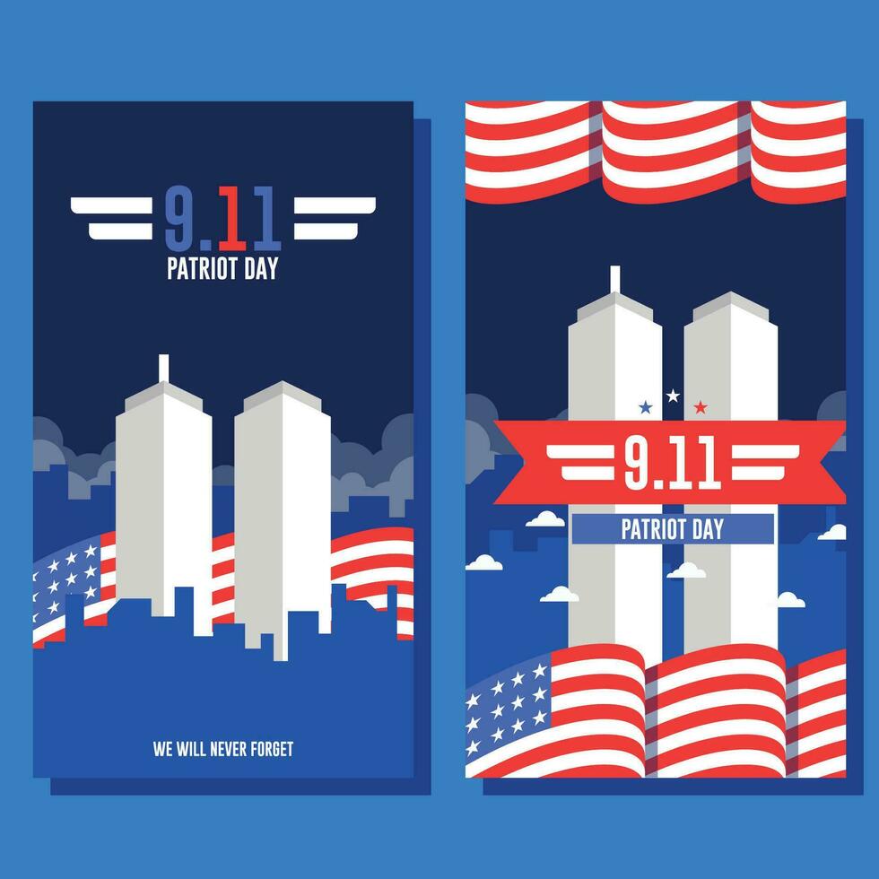 9 11 patriot day flat background template vector