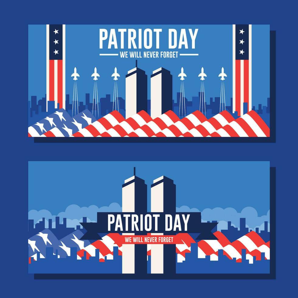 9 11 patriot day flat background template vector