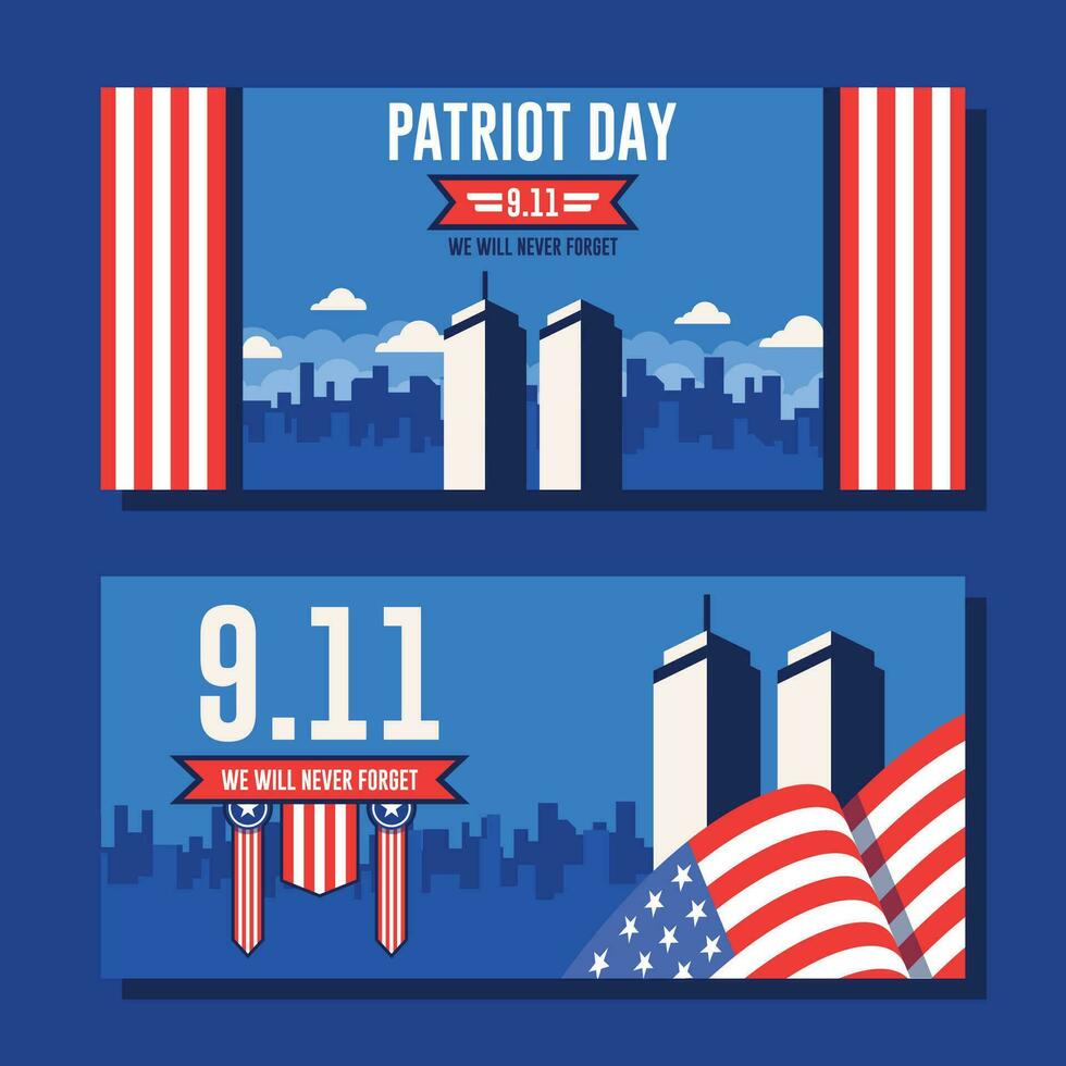 9 11 patriot day flat background template vector