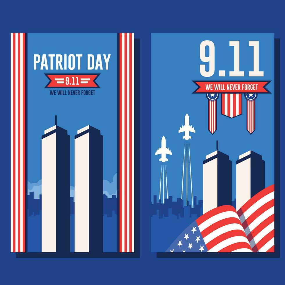 9 11 patriot day flat background template vector