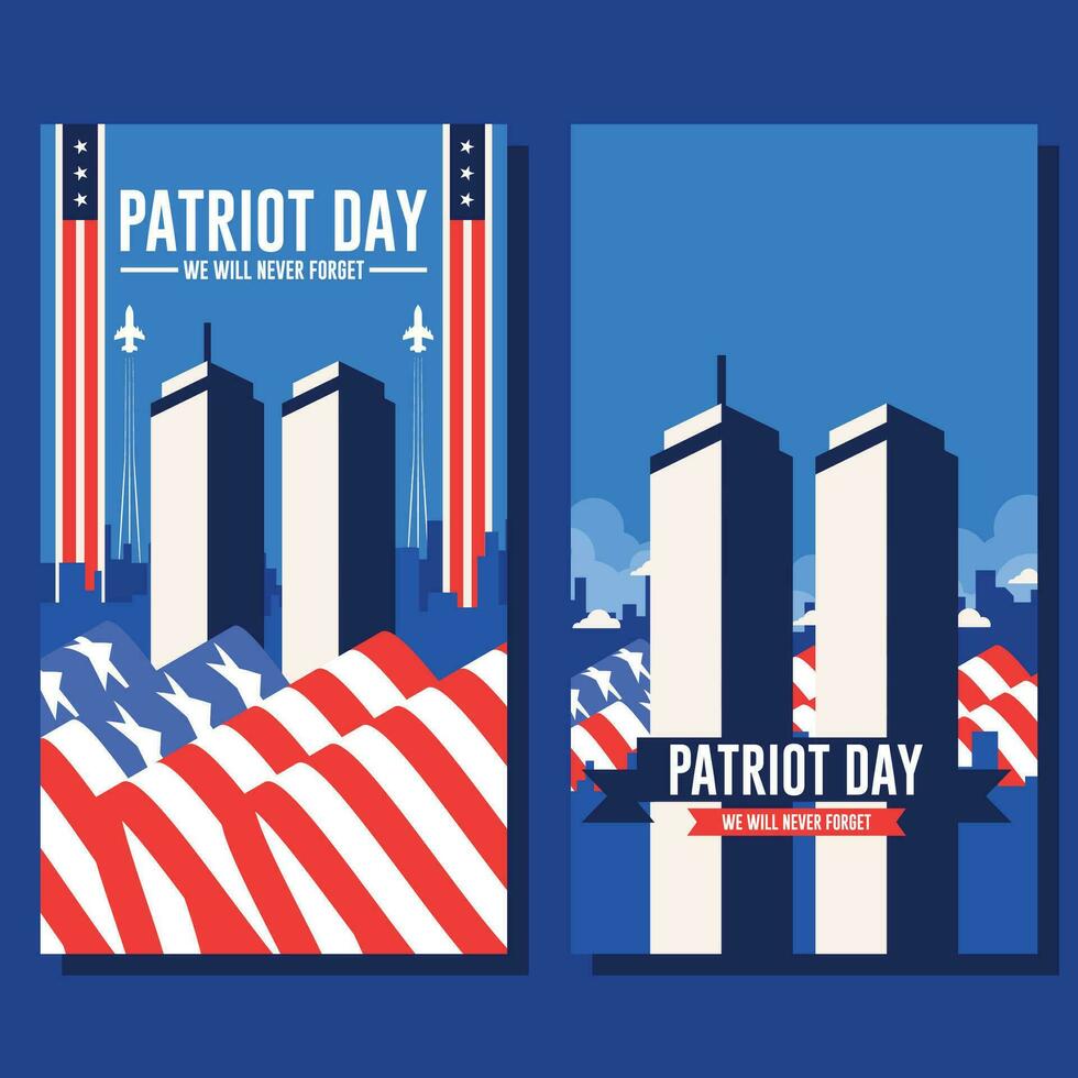 9 11 patriot day flat background template vector