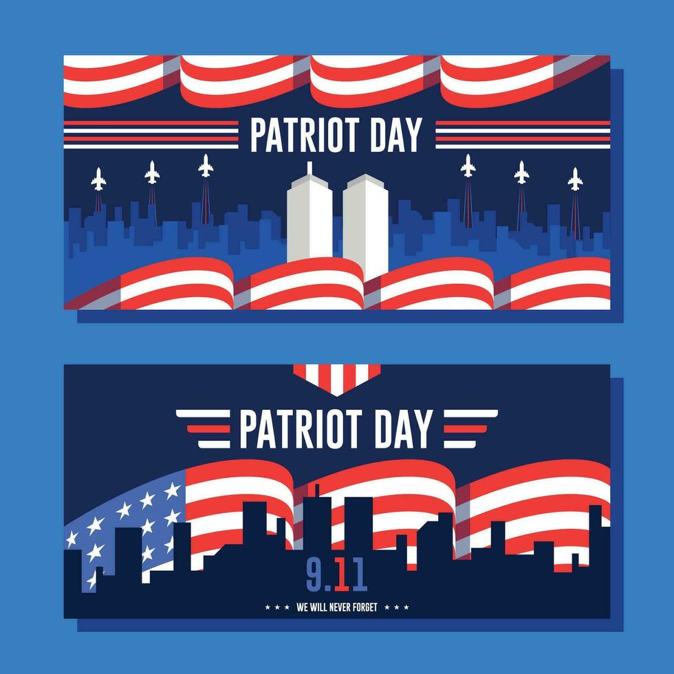 9 11 patriot day flat background template vector
