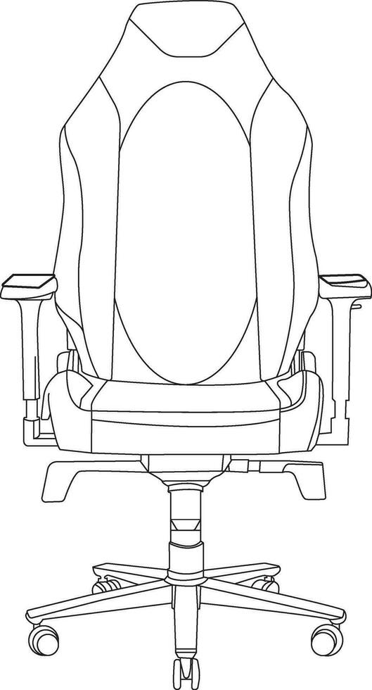 Set with the contours of a gaming chair from black lines isolated on a white background. Isometric view, side, top, containing ergonomic chair, executive luxury office chair, and gaming chair vector