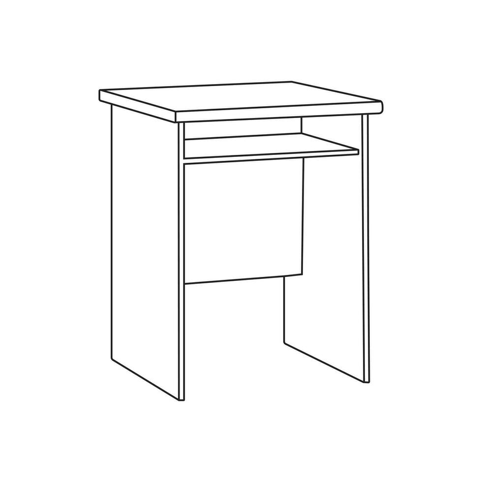 computer and desk for computer vector.Modern Office Desk Flat Design Illustration.home office workspace concept, blank screen laptop computer on table with mouse, vector