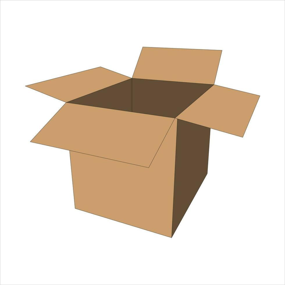Open cardboard box closeup.Realistic cardboard box mockup set from side, front and top view open and closed isolated on white background. Parcel packaging template - vector illustration.