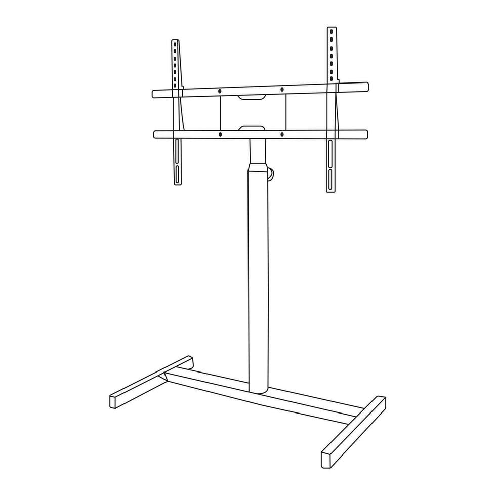 monitor stand, mount line vector icon.monitor stand with two mounts icon, flat vector