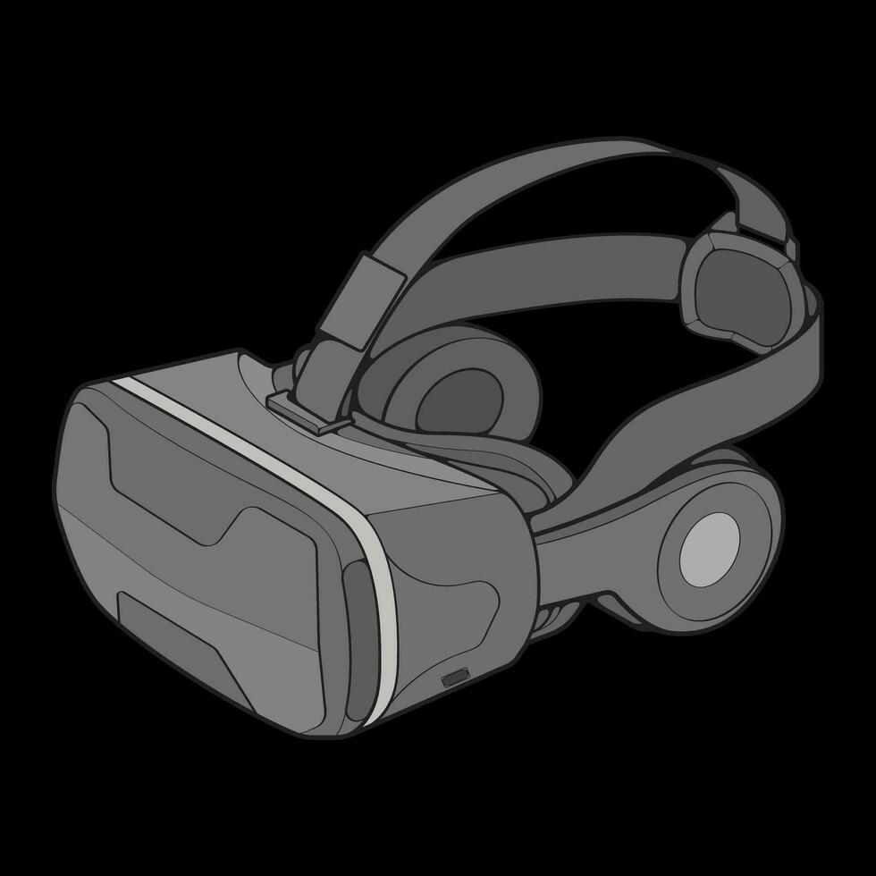 Virtual reality headset coloring drawing vector, Virtual reality headset drawn in a sketch style. Coloring Virtual reality headset trainers template outline, vector Illustration.