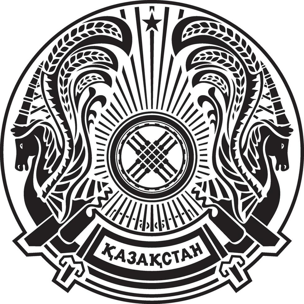 vector monocromo estado emblema de el república de kazajstán. nacional símbolo de un asiático país.