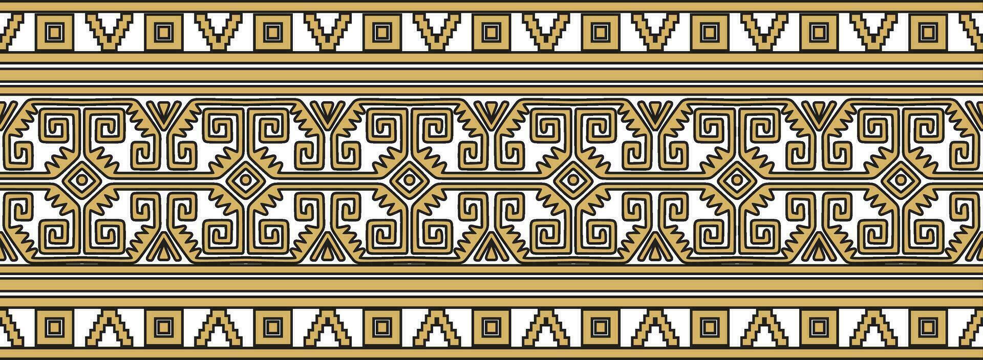 Vector seamless golden border ornament. Native American tribes framework.
