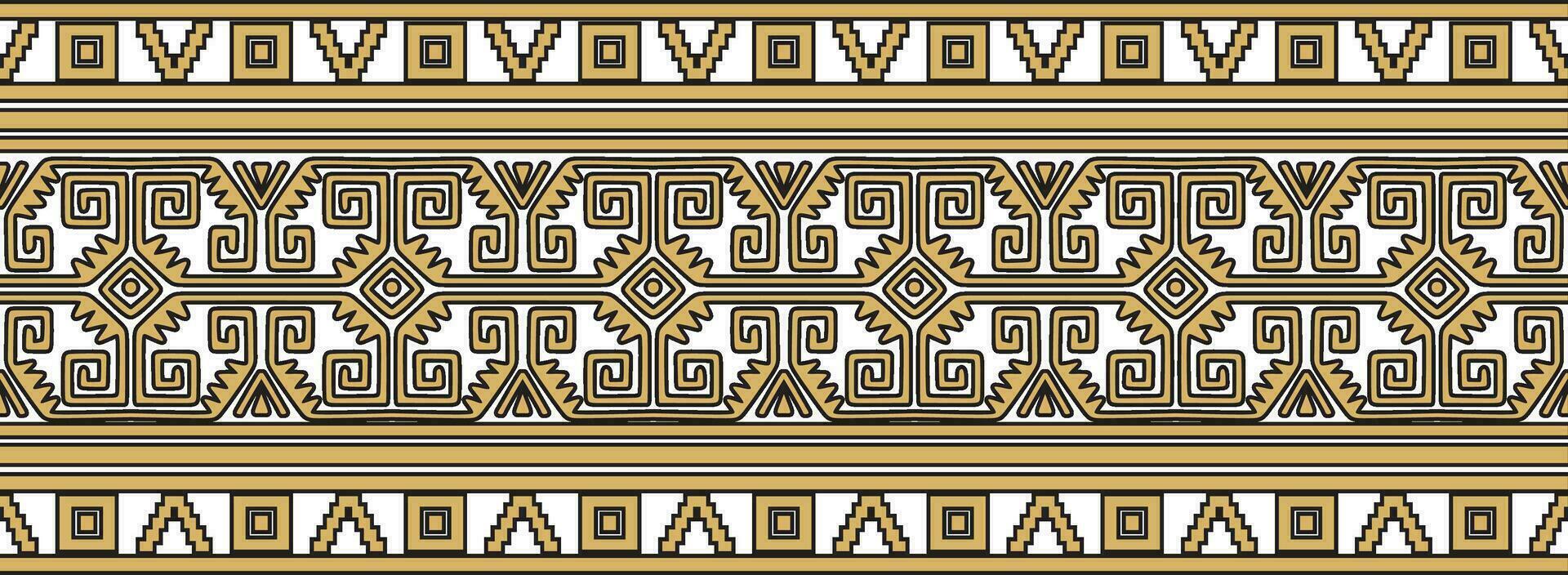 Vector seamless golden border ornament. Native American tribes framework.