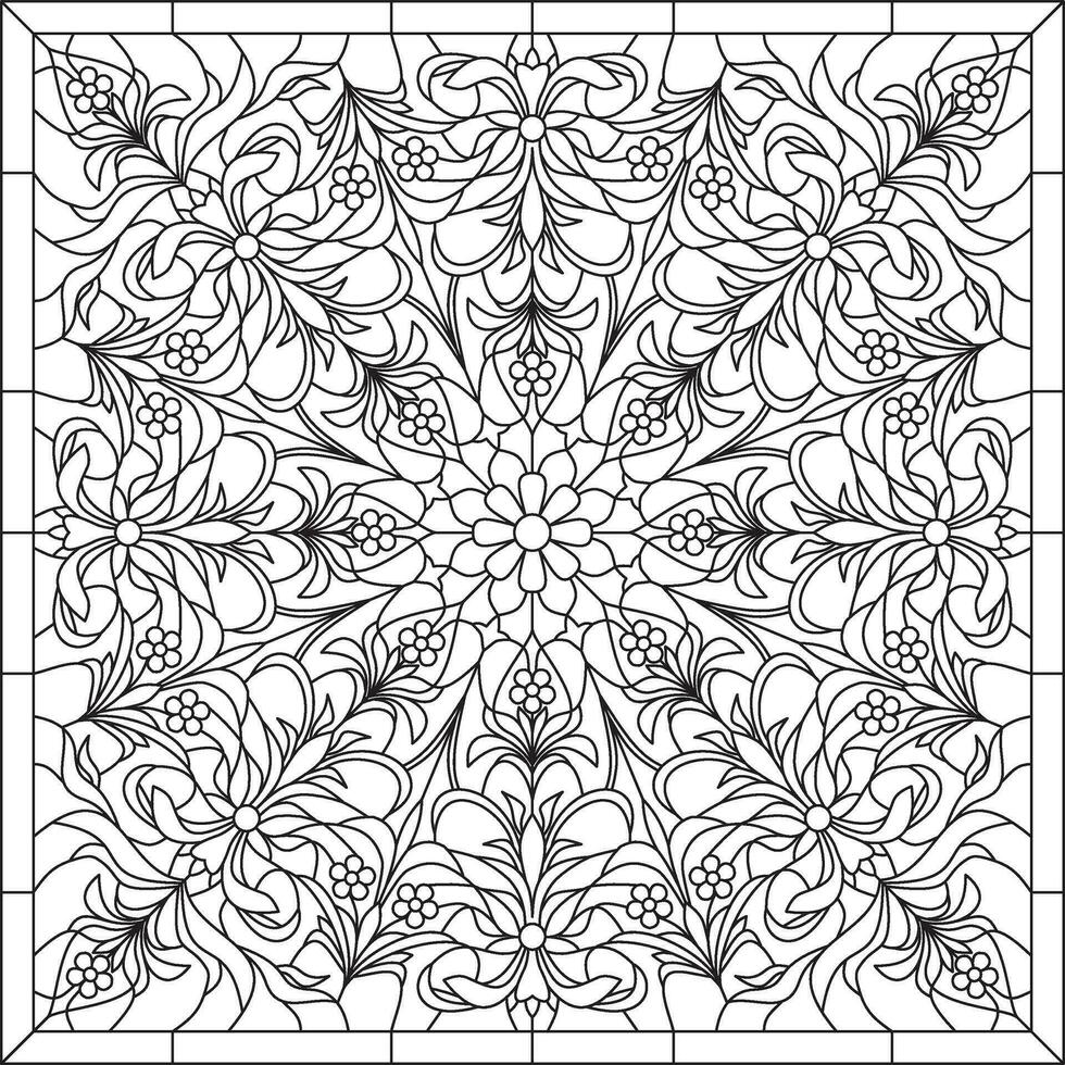 Vector monochrome square European ornament. Classic pattern of Ancient Greece, Roman Empire. Suitable for sandblasting, plotter and laser cutting. Template for stained glass.