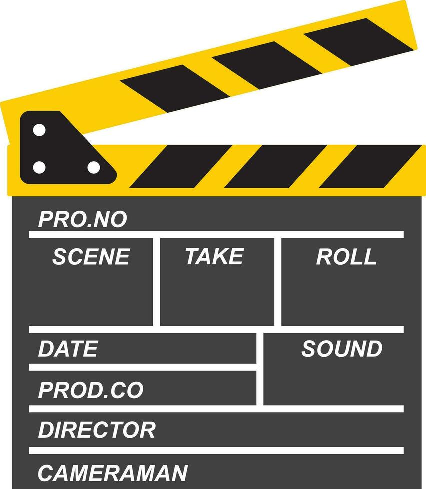 Vector drawing of an open clapperboard. Subject for the film industry. Production, filming, movies